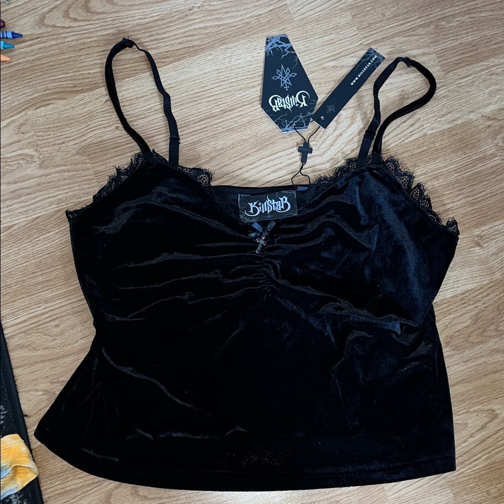 Killstar Black Velvet Lace Cami